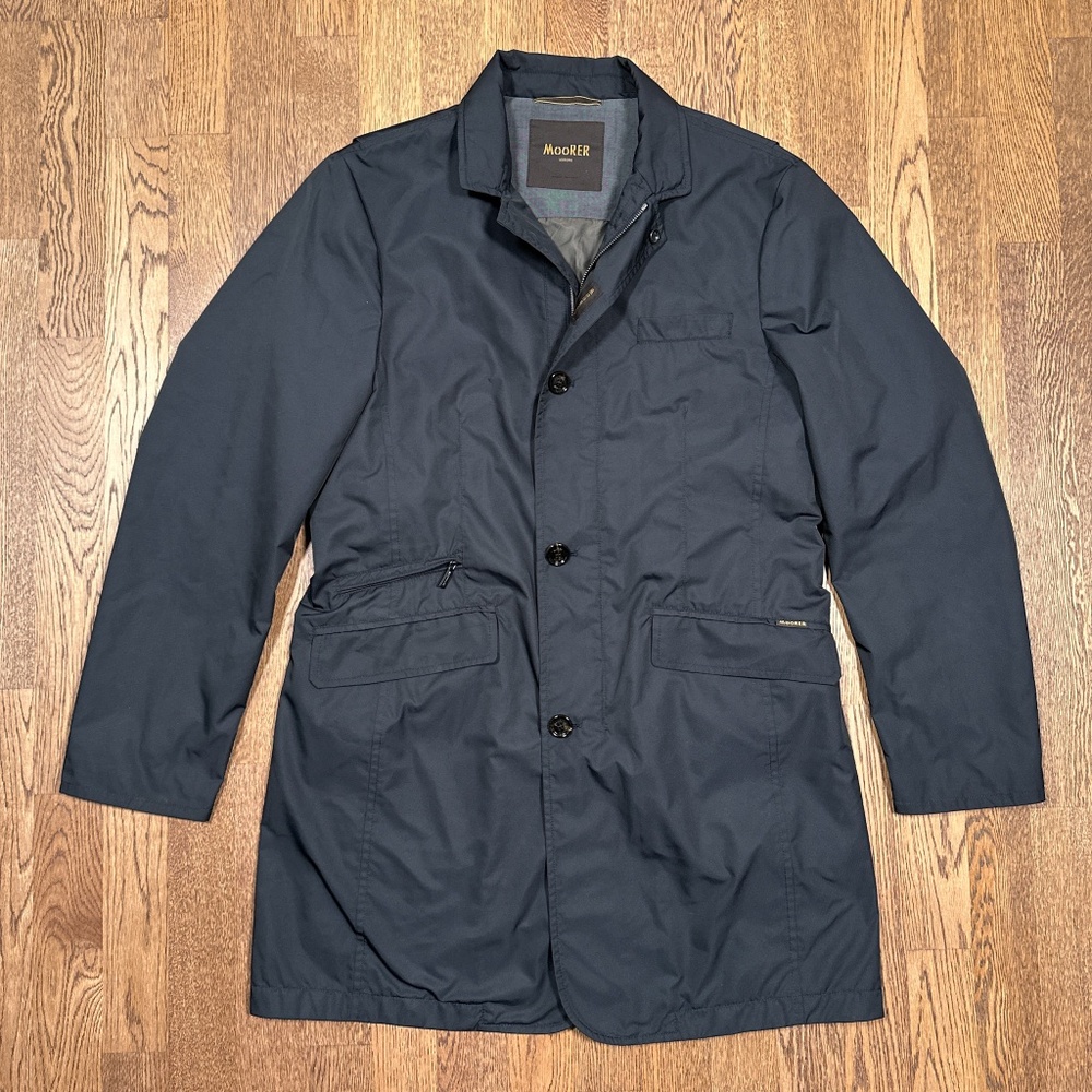 MooRER Lorenzo Water Repellent Polyester Stand Collar Nylon Long Jacket Mens 50